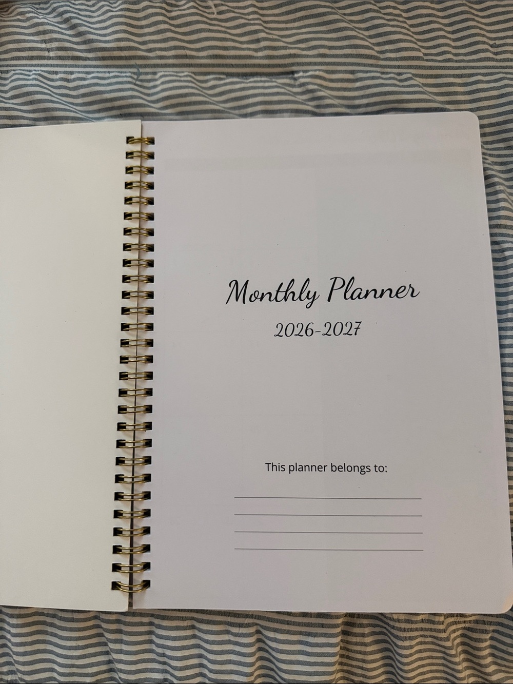 2026-2027 Floral Hummingbird Monthly Planner - Black Cover - Picture 2 of 4